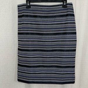 PREMISE STUDIO L Black White Blue Knit Pull On Pencil Skirt